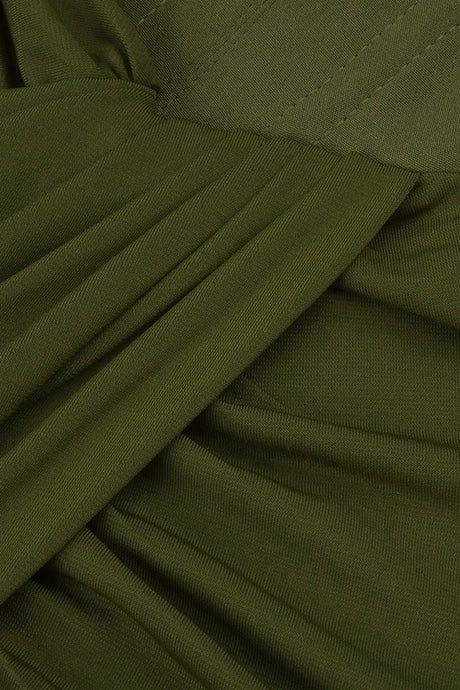 Auréline Plunging-Halter Corset Ruched-Slit Maxi Dress - Army Green_-_selmori.com_-_10