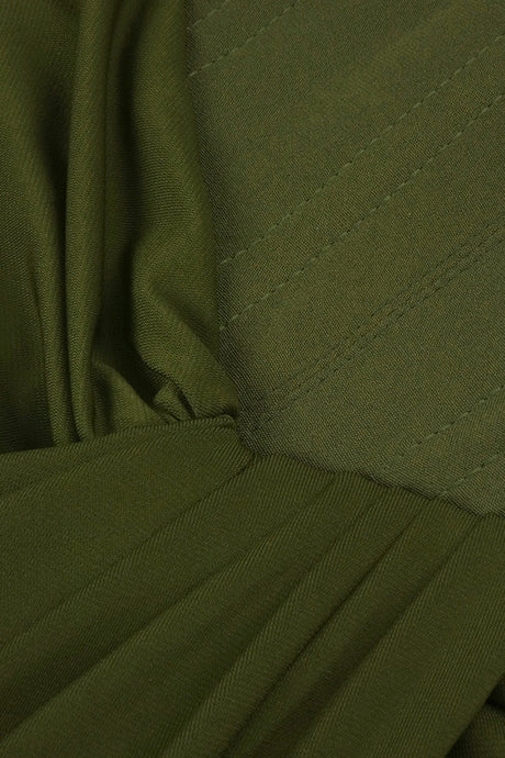 Auréline Plunging-Halter Corset Ruched-Slit Maxi Dress - Army Green_-_selmori.com_-_11