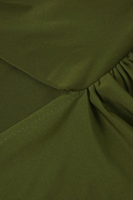 Auréline Plunging-Halter Corset Ruched-Slit Maxi Dress - Army Green_-_selmori.com_-_12