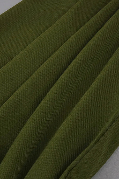 Auréline Plunging-Halter Corset Ruched-Slit Maxi Dress - Army Green_-_selmori.com_-_17
