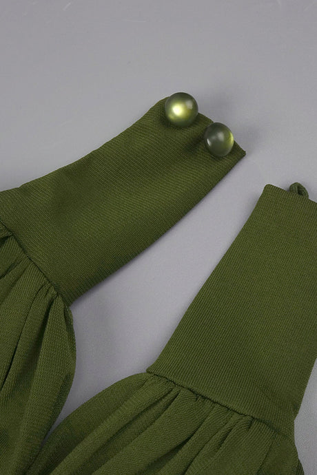Auréline Plunging-Halter Corset Ruched-Slit Maxi Dress - Army Green_-_selmori.com_-_19