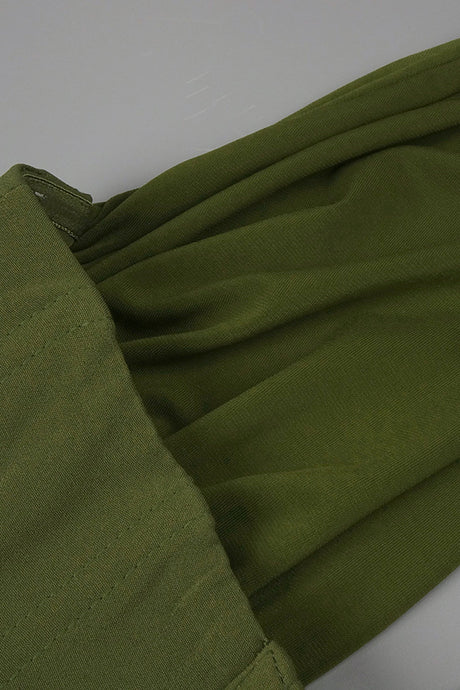 Auréline Plunging-Halter Corset Ruched-Slit Maxi Dress - Army Green_-_selmori.com_-_20