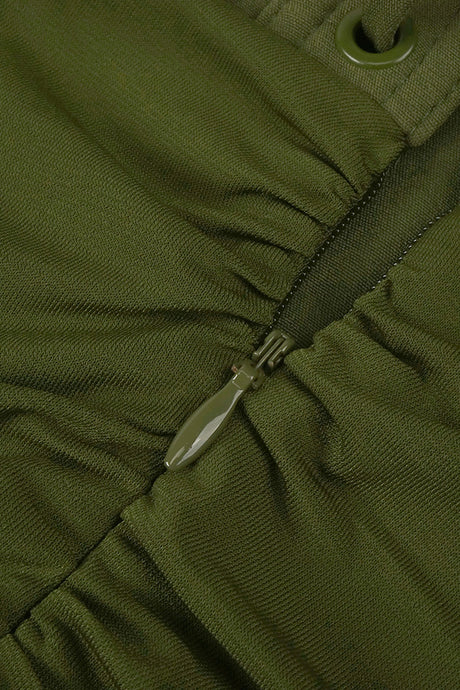 Auréline Plunging-Halter Corset Ruched-Slit Maxi Dress - Army Green_-_selmori.com_-_23
