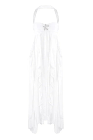 Aurohaya Chloé Strapless Ruffle Maxi Dress White