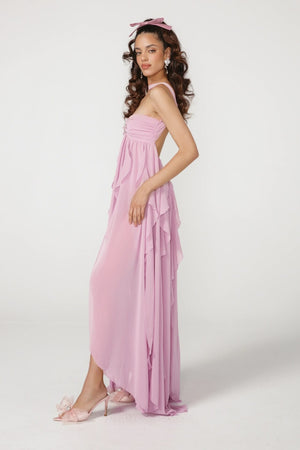 Aurohaya Chloé Strapless Ruffle Maxi Dress