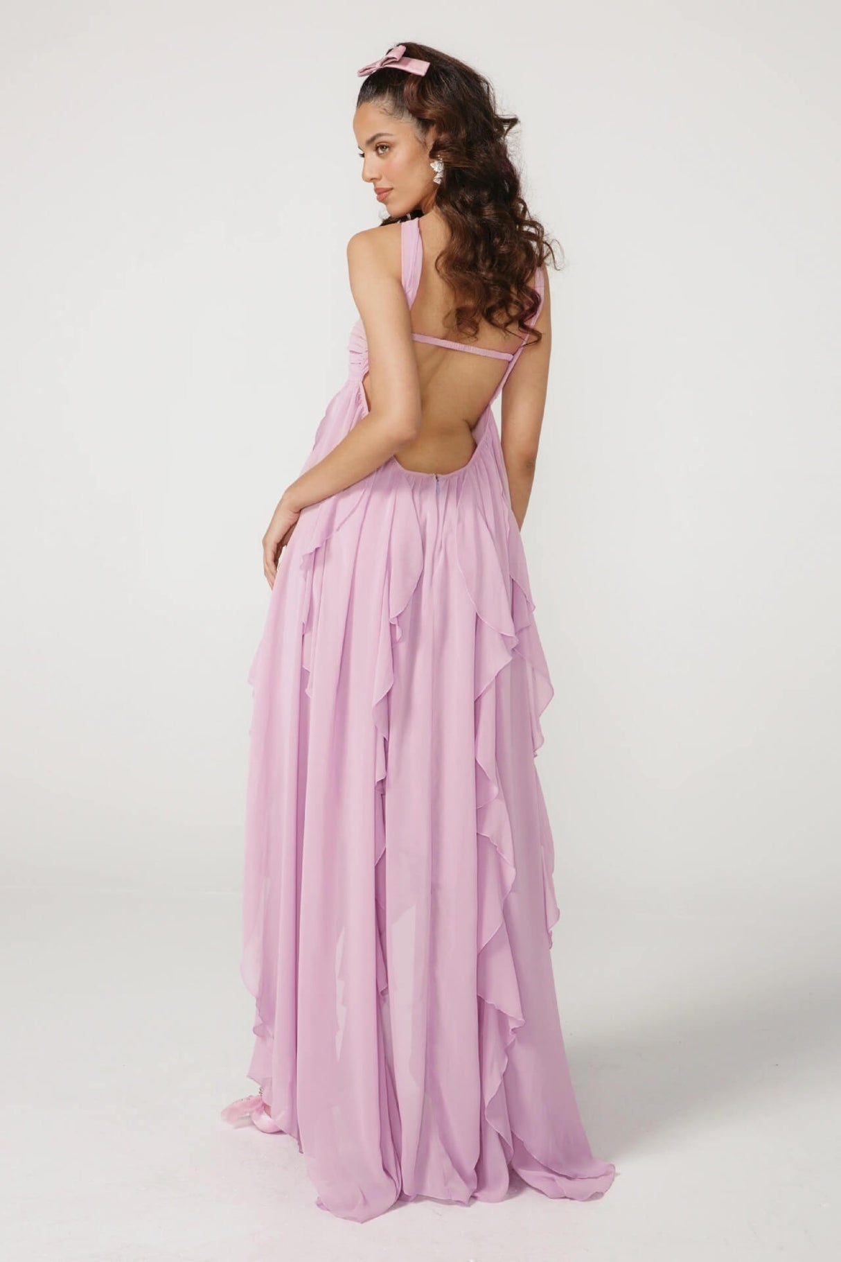 Aurohaya Chloé Strapless Ruffle Maxi Dress