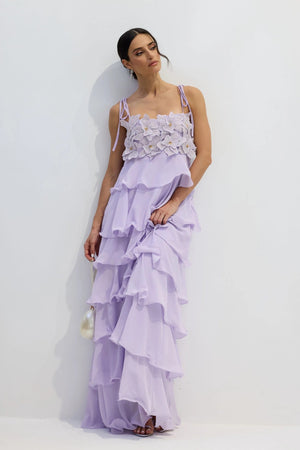 Aurohaya Gabrielle Tiered Ruffle Maxi Dress