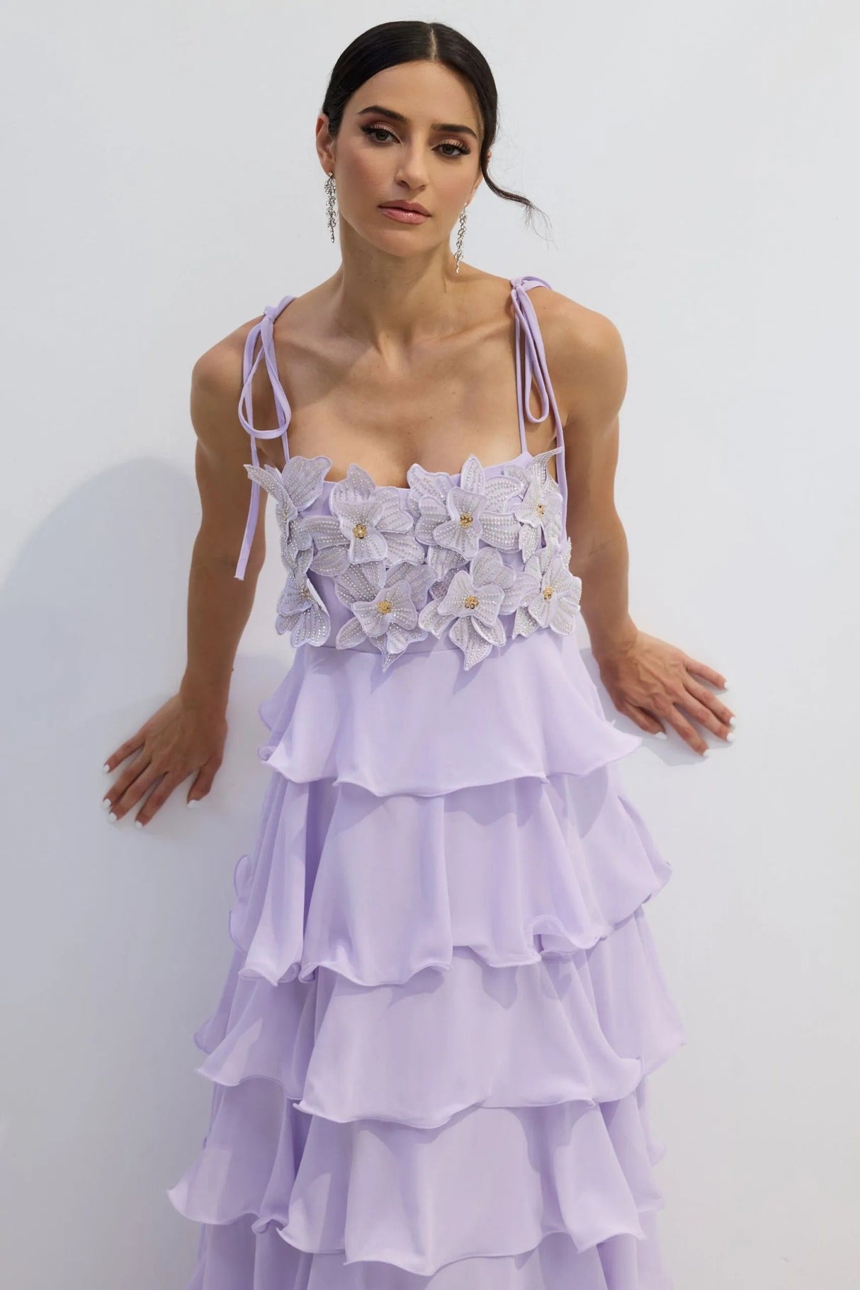 Aurohaya Gabrielle Tiered Ruffle Maxi Dress