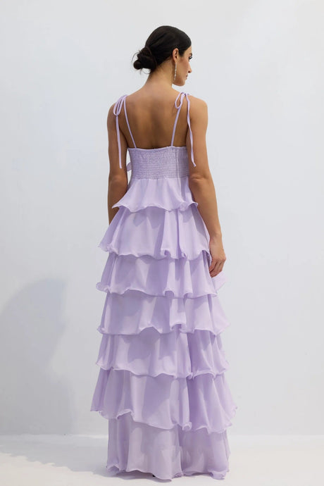 Aurohaya Gabrielle Tiered Ruffle Maxi Dress