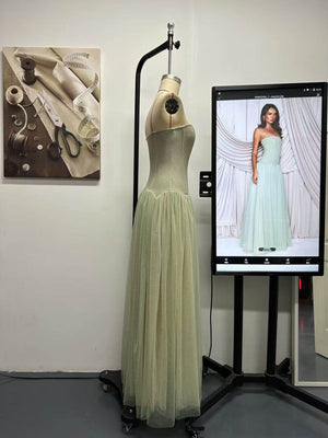 Aurohaya Galaxie Strapless Pleated Maxi Dress