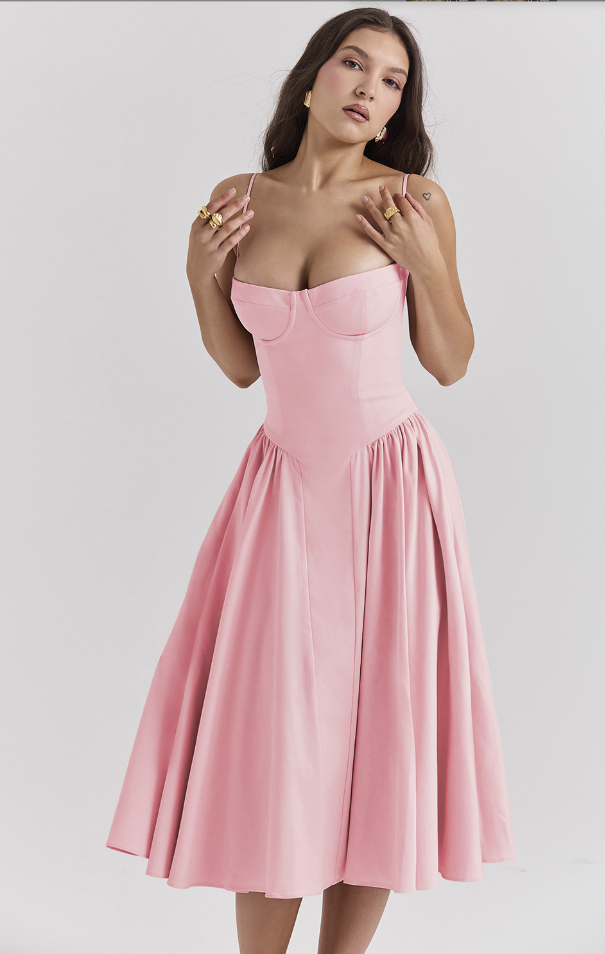 Aurohaya Orlane Corset Midi Dress