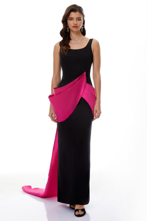 Aurohaya Aurora Black Color Block Layered Maxi Dress