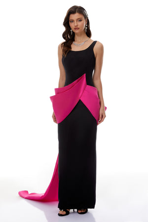 Aurohaya Aurora Black Color Block Layered Maxi Dress