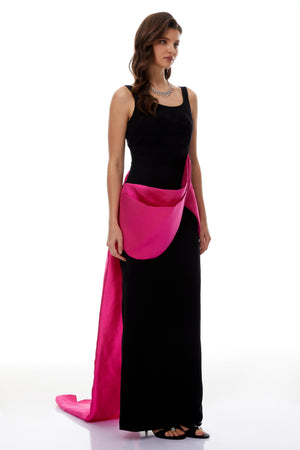 Aurohaya Aurora Black Color Block Layered Maxi Dress
