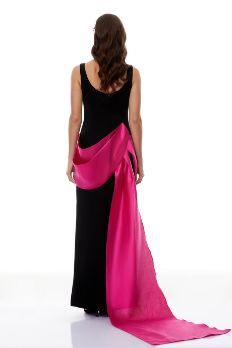 Aurohaya Aurora Black Color Block Layered Maxi Dress