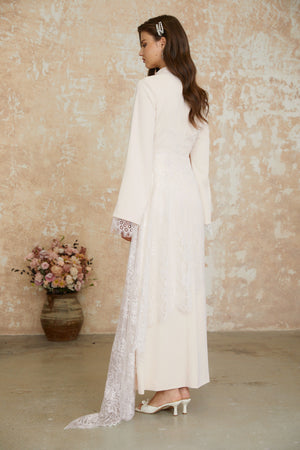 Aurohaya Aurora White Floral Lace Maxi Dress