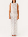 Exquisite Texture Floral Micro-perspective Slit Maxi Dress