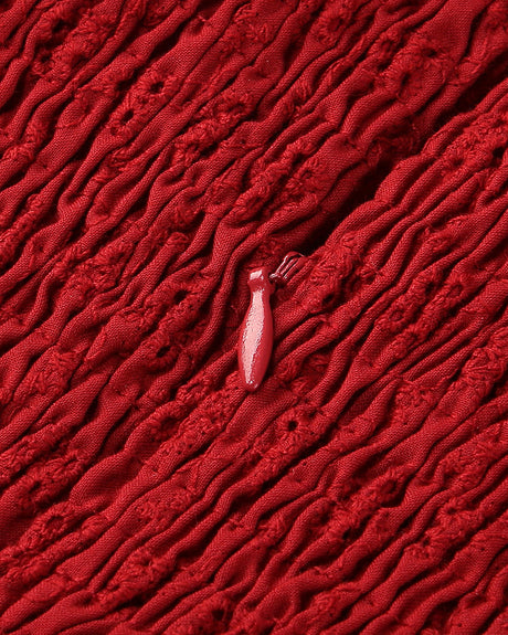 Bardot Broderie Corset A Line Dress Red