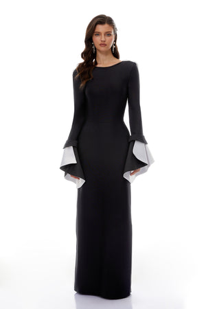 Aurohaya Bente Black Color Block Draped Maxi Dress