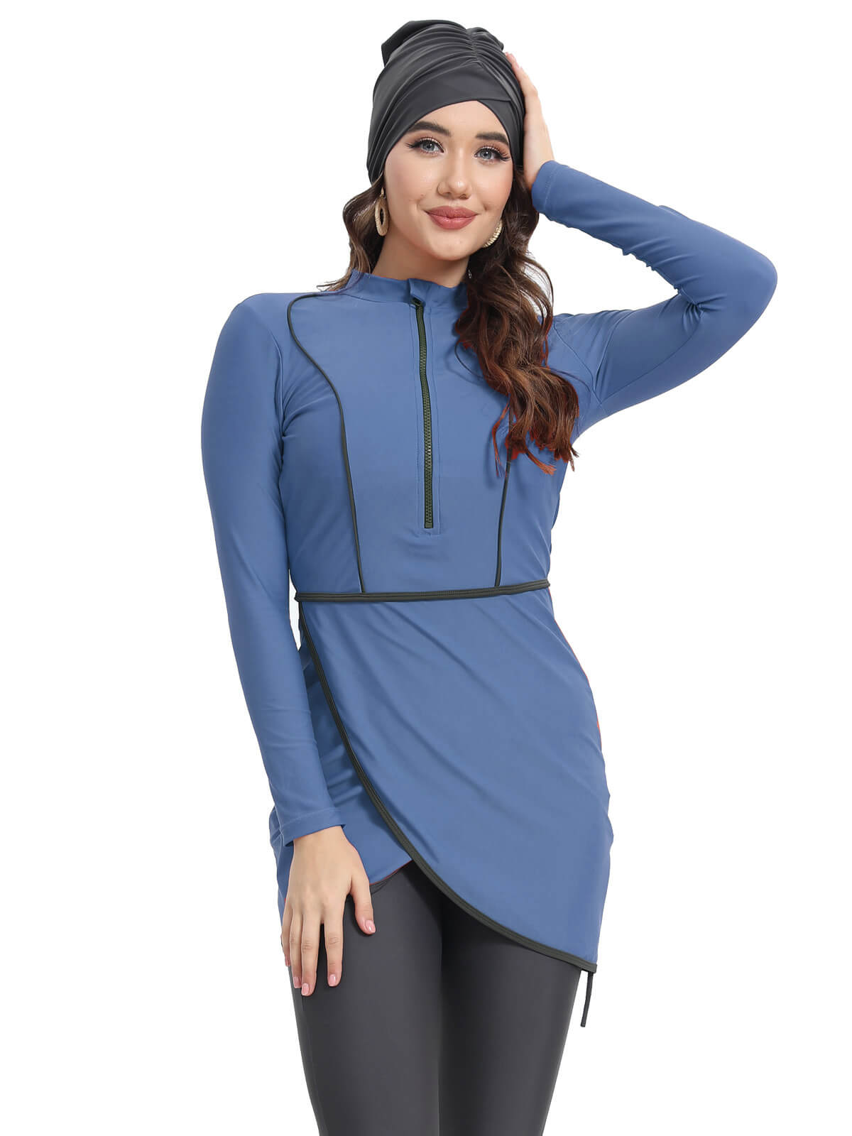 Solid Modest Burkini Swimwear 3-Piece Set – Oceana