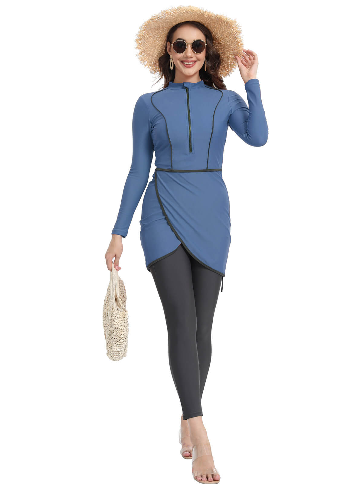 Solid Modest Burkini Swimwear 3-Piece Set – Oceana