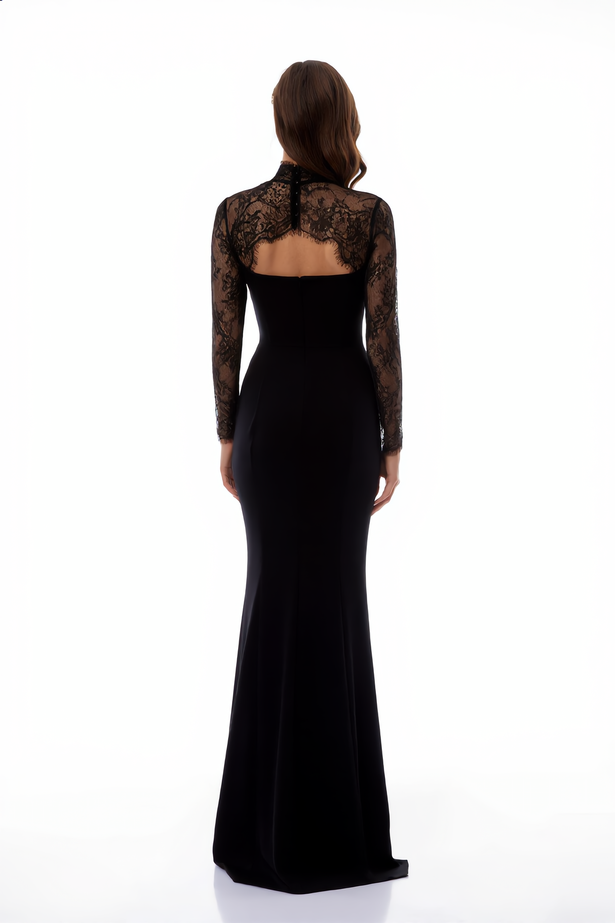Aurohaya Bokamoso Black Lace Panel Maxi Gown
