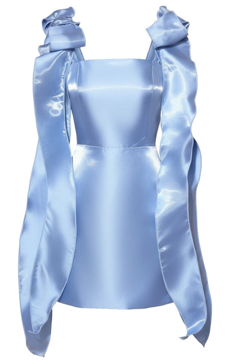 Bow Detail Silk Dress Blue