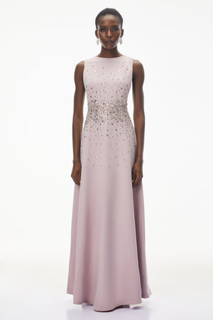 Aurohaya Bronislava Lotus Pink Embellished Maxi Dress