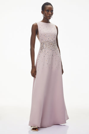 Aurohaya Bronislava Lotus Pink Embellished Maxi Dress