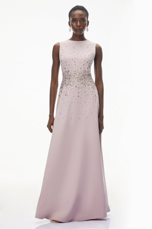 Aurohaya Bronislava Lotus Pink Embellished Maxi Dress