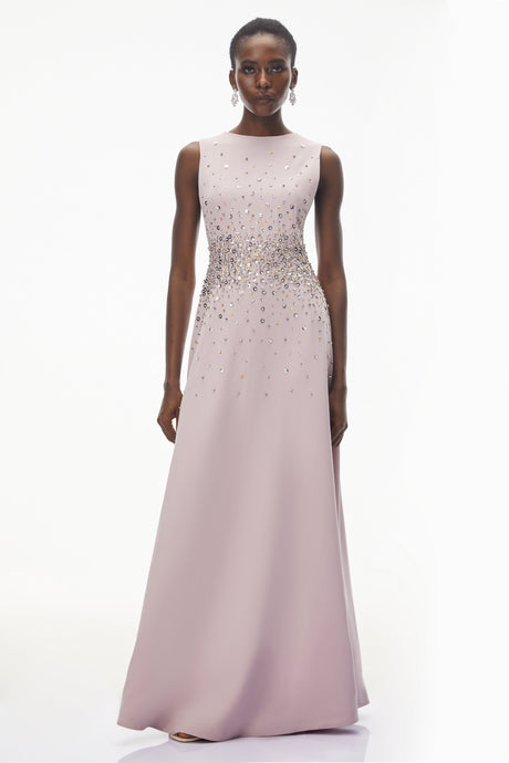 Aurohaya Bronislava Lotus Pink Embellished Maxi Dress
