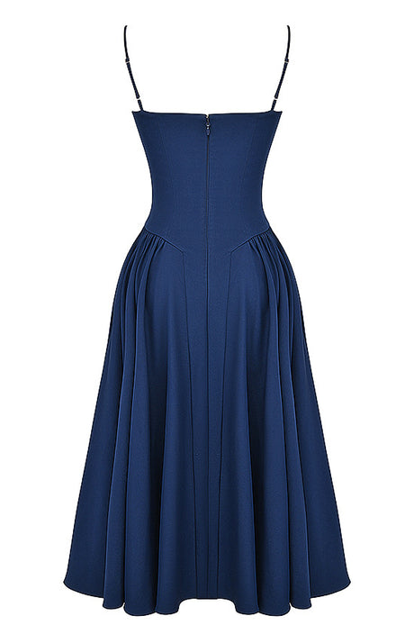 Bustier A Line Midi Dress Navy Blue