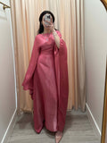 Solid Red Maxi Butterfly Abaya Dress
