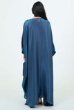 Solid Dark Blue Maxi Butterfly Abaya Dress