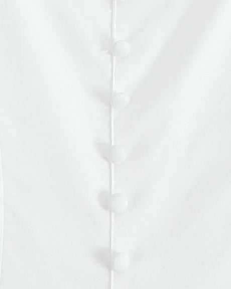 Bow Detail Button A Line Midi Dress White
