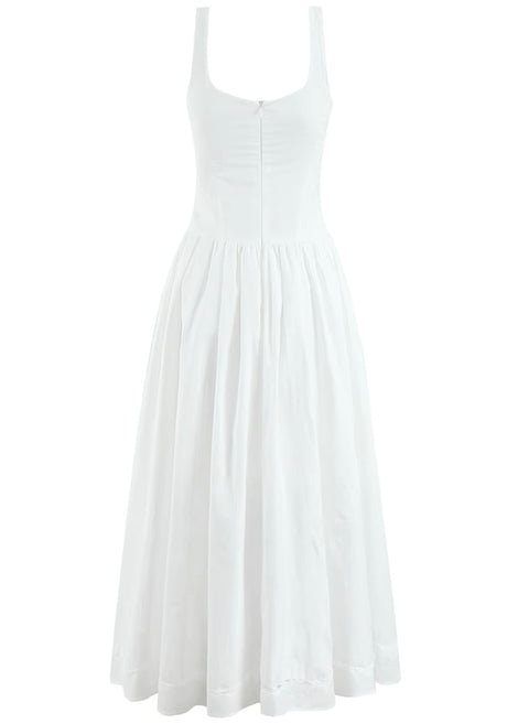 Bow Detail Button A Line Midi Dress White