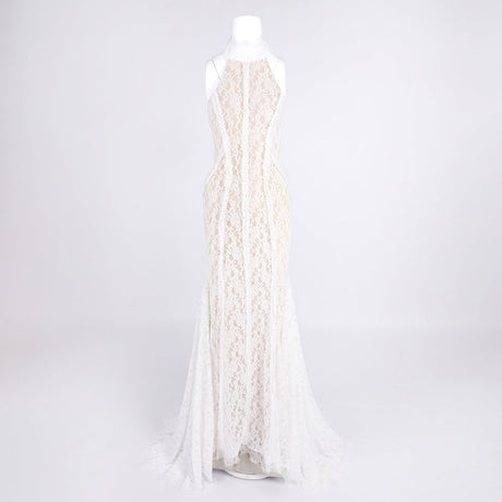 Aurohaya Tatiana Halter Backless Maxi Dress White