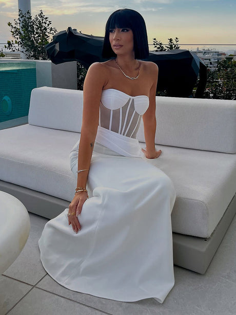 Aurohaya Cécile Corset Strapless Maxi Dress