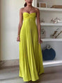 Aurohaya Exquisite Princess Pleated Off-the-shoulder Party Maxi Dress Yellow
