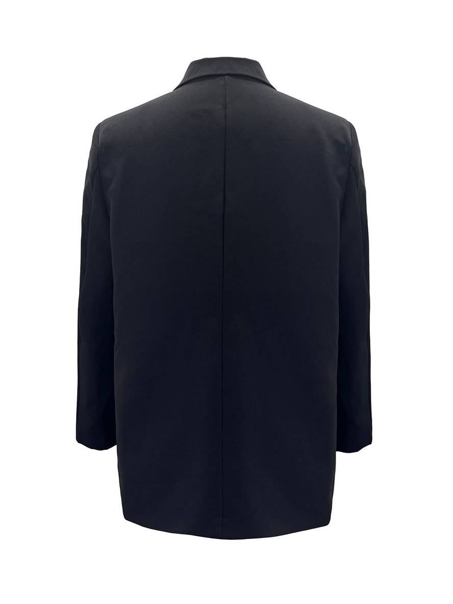 Aurohaya Double-Breasted Solid Blazer for Women Long-Sleeve with Pockets, Elegant Casual Autumn Jacket