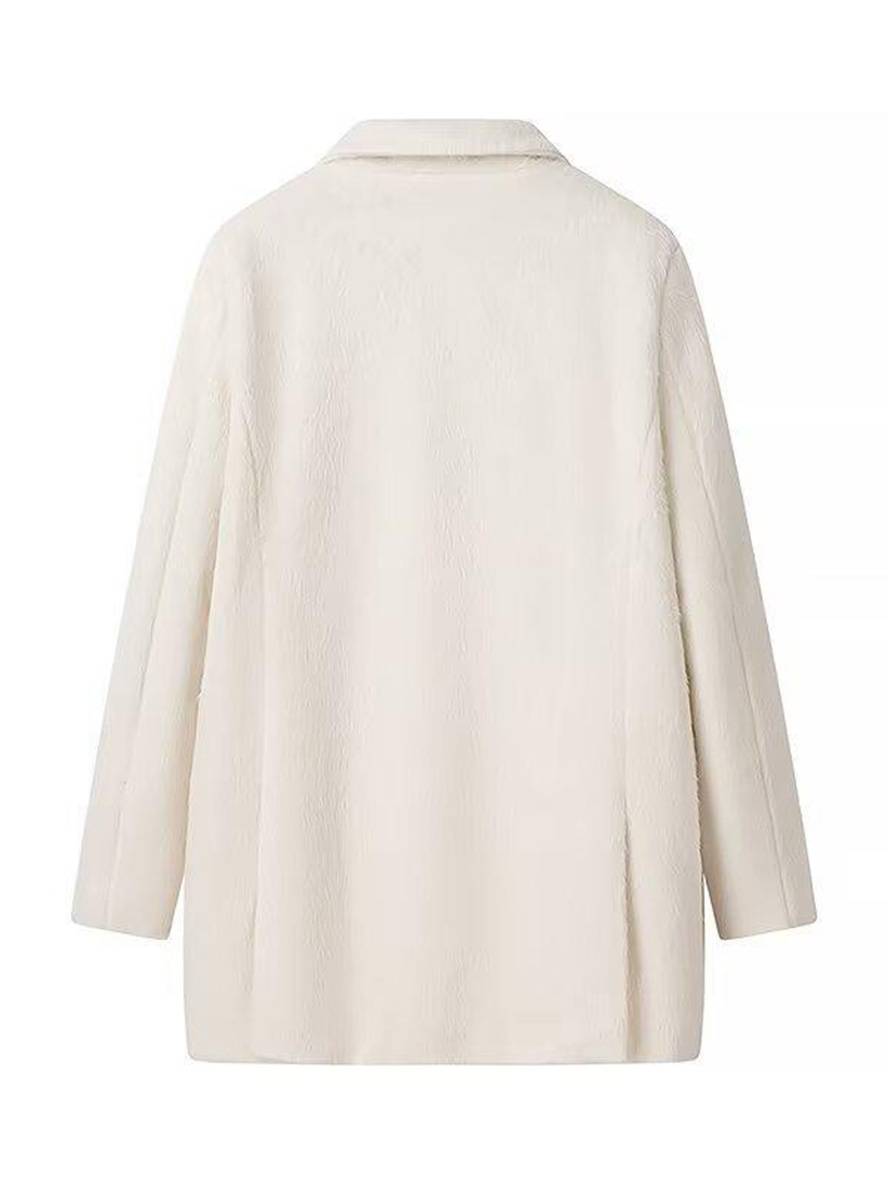 Aurohaya Oversized Buttoned Blazer with Pockets Women’s Polo-Collar Long-Sleeve Casual Jacket