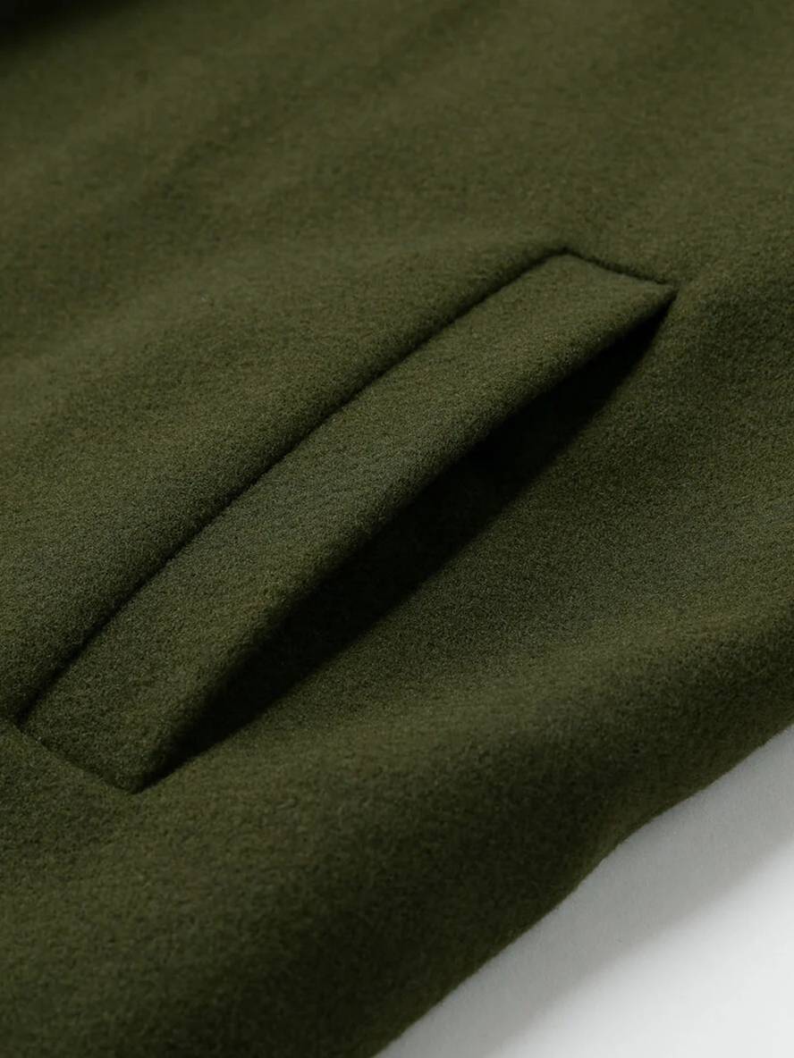Aurohaya Vintage Wool Coat for Women, Single Breasted, High Collar, Long Sleeves Casual & Fashionable Winter Outerwear