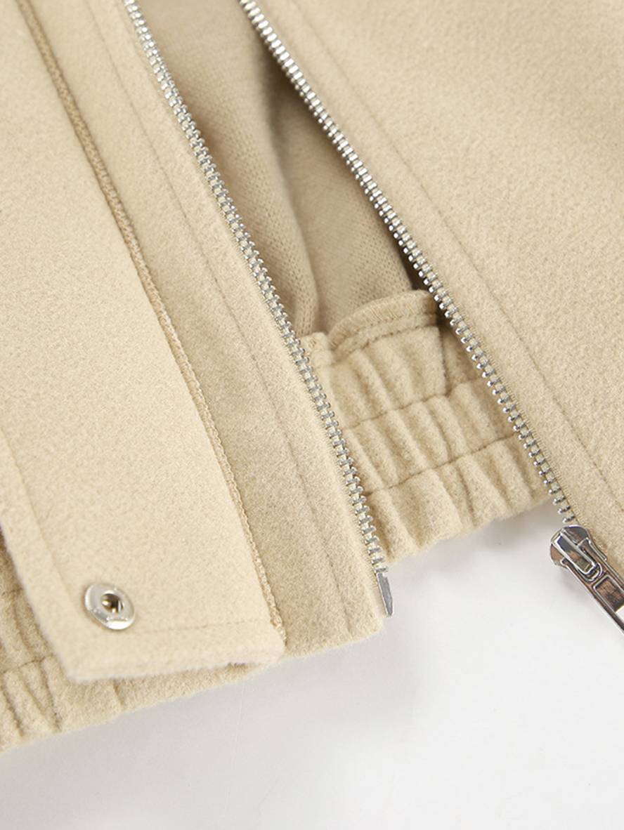 Aurohaya Elegant Oversized Wool Coat with Lapel Collar & Drop Shoulder for Women Casual Fall/Winter Outerwear