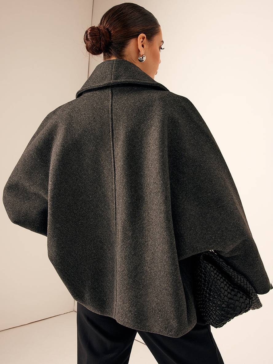Aurohaya Women’s Wool Blend Coat with Buttons & Pockets Oversized Casual Chic Blazer for Fall Winter