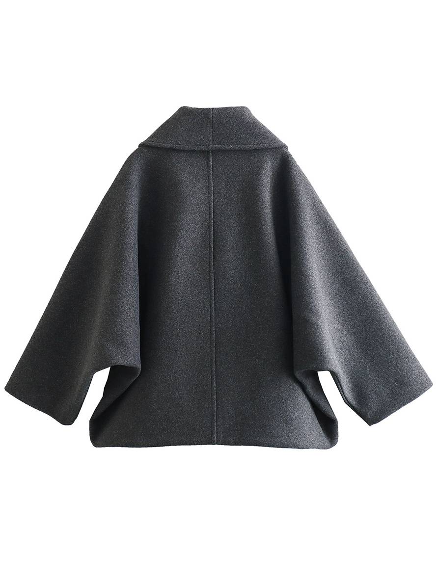 Aurohaya Women’s Wool Blend Coat with Buttons & Pockets Oversized Casual Chic Blazer for Fall Winter