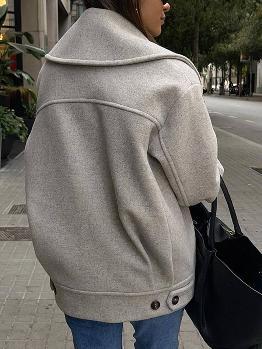 Aurohaya Women’s Oversized Double Breasted Peacoat with Pockets Elegant Casual Winter Coat
