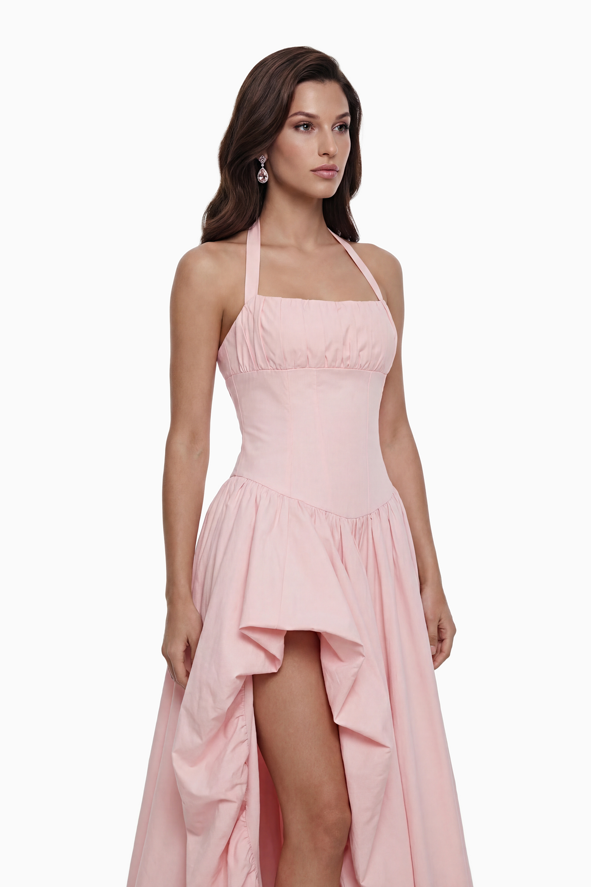 Aurohaya Caiya Pink Sleeveless Maxi Dress with Slit