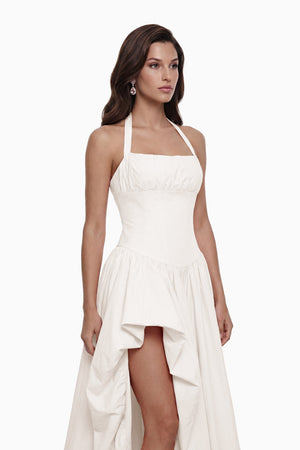 Aurohaya Caiya White Sleeveless Maxi Dress with Slit