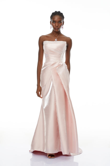 Aurohaya Charlotte Pink Off Shoulder Ruched Maxi Dress