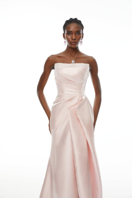 Aurohaya Charlotte Pink Off Shoulder Ruched Maxi Dress